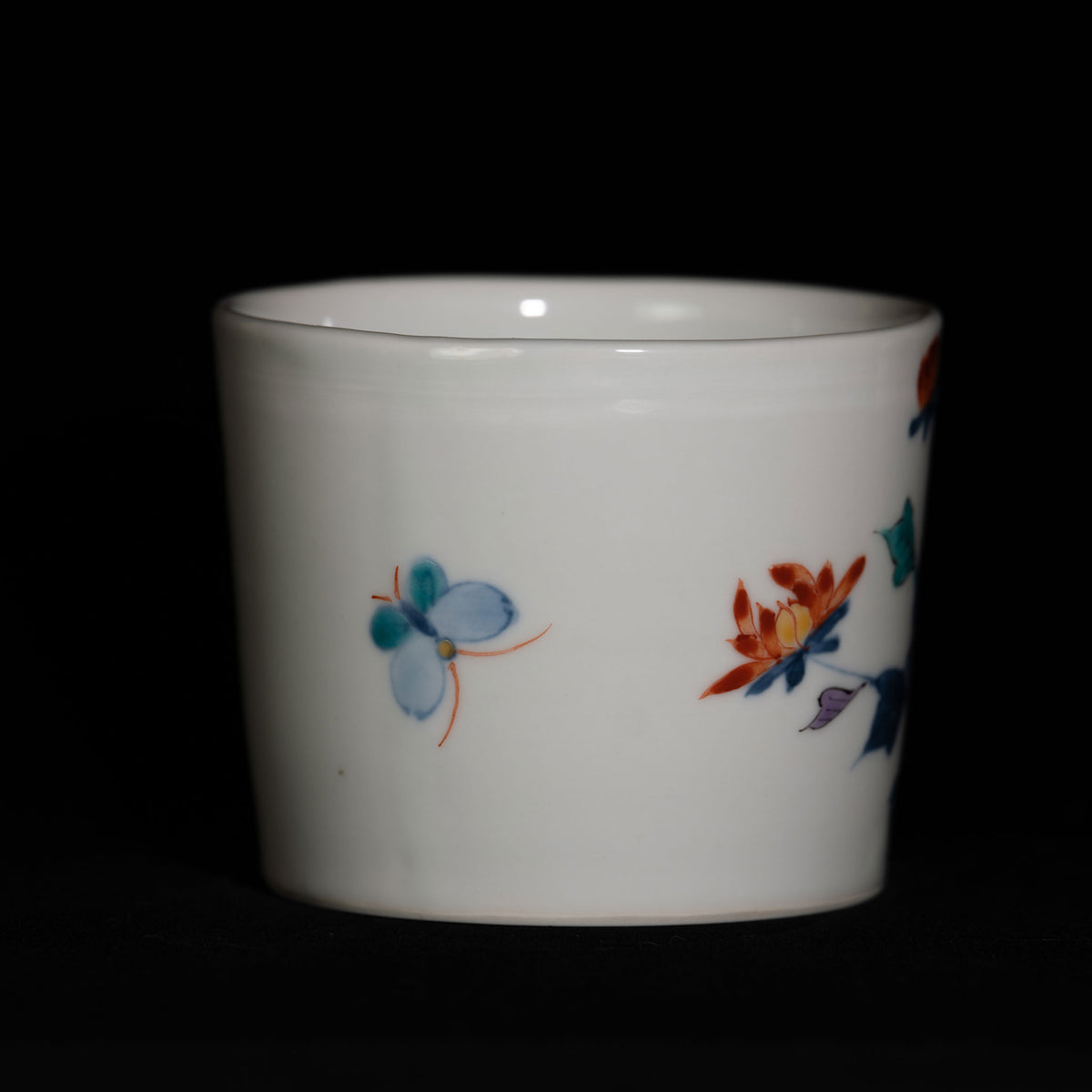 染錦（そめにしき）蕎麦猪口（そばちょこ）－短冊牡丹文（たんざく