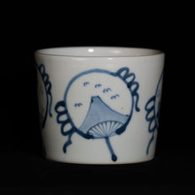 画像をギャラリービューアに読み込む, 染付(そめつけ)蕎麦猪口(そばちょこ)-団扇(うちわ)-