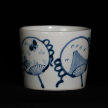 画像をギャラリービューアに読み込む, 染付(そめつけ)蕎麦猪口(そばちょこ)-団扇(うちわ)-