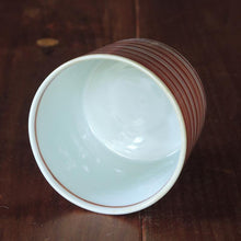 画像をギャラリービューアに読み込む, 赤絵(あかえ)蕎麦猪口(そばちょこ)-独楽筋文(こますじ)