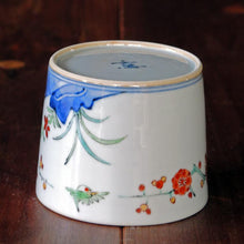 画像をギャラリービューアに読み込む, 染錦(そめにしき)蕎麦猪口(そばちょこ)-梅に鶯(うめにうぐいす)