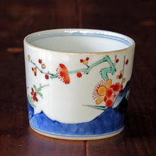 画像をギャラリービューアに読み込む, 染錦(そめにしき)蕎麦猪口(そばちょこ)-梅に鶯(うめにうぐいす)