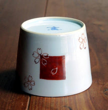 画像をギャラリービューアに読み込む, 錦(にしき)蕎麦猪口(そばちょこ)-角ダミ桜散し文(かくだみ さくらちらし)