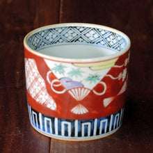 画像をギャラリービューアに読み込む, 染錦(そめにしき)蕎麦猪口(そばちょこ)-扇文(おうぎ)