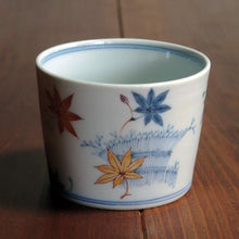 画像をギャラリービューアに読み込む, 染錦(そめにしき)蕎麦猪口(そばちょこ)-紅葉散し文(もみじちらし)