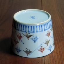 画像をギャラリービューアに読み込む, 染錦(そめにしき)蕎麦猪口(そばちょこ)-金彩寿字(きんさい ことぶき)