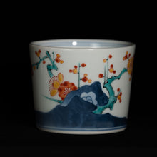 画像をギャラリービューアに読み込む, 染錦(そめにしき)蕎麦猪口(そばちょこ)-梅に鶯(うめにうぐいす)