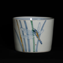 画像をギャラリービューアに読み込む, 染錦(そめにしき)蕎麦猪口(そばちょこ)-蜻蛉(とんぼ)