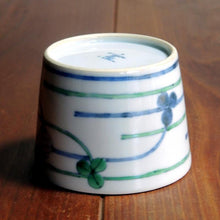 画像をギャラリービューアに読み込む, 染錦(そめにしき)蕎麦猪口(そばちょこ)-白詰草(しろつめくさ/クローバー)