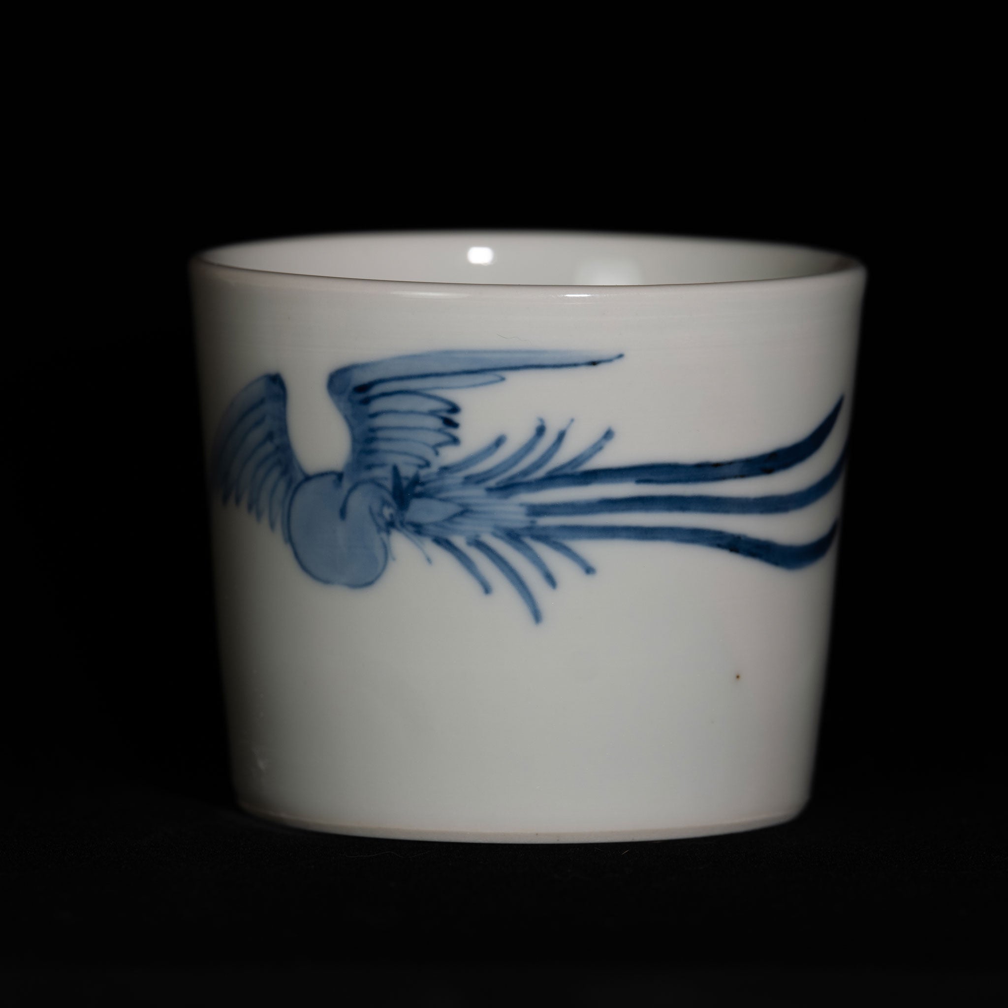 美品　染め付け　鳳凰　唐草　蕎麦猪口　そば猪口　時代物　絵柄が素敵な 染付（そめつけ）蕎麦猪口（そばちょこ）－鳳凰（ほうおう